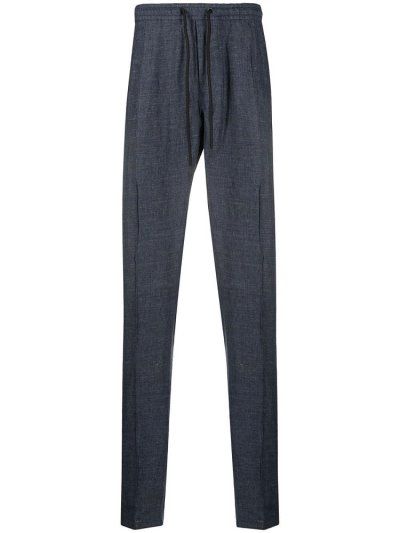Blue Armani Emporio Striped Drawstring Waist Men's Pants | UAE57013