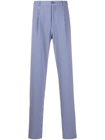 Blue Armani Emporio Striped Straight Leg Men's Pants | UAE42996