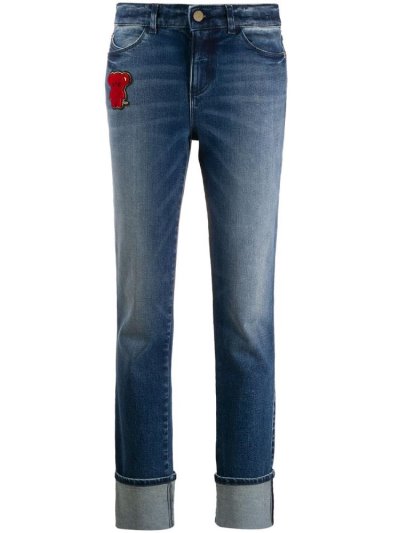 Blue Armani Emporio Teddybear Patch Women's Jeans | UAE38333