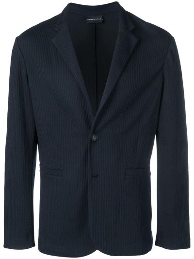 Blue Armani Emporio Textured Men's Blazers | UAE65598