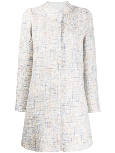 Blue Armani Emporio Tweed Tailored Coat Women's Coats | UAE63126