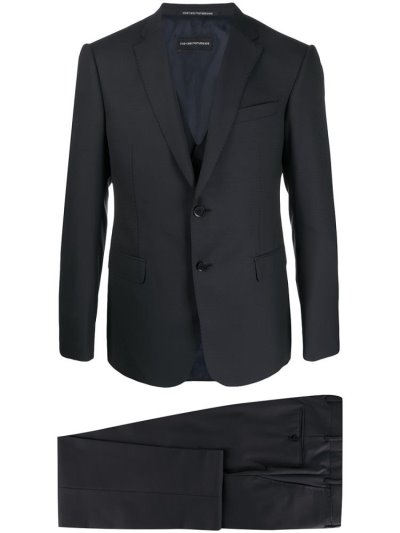 Blue Armani Emporio Two Piece Textured Men's Suits | UAE58309