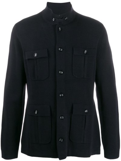 Blue Armani Emporio Utility Button Up Men's Jackets | UAE40018