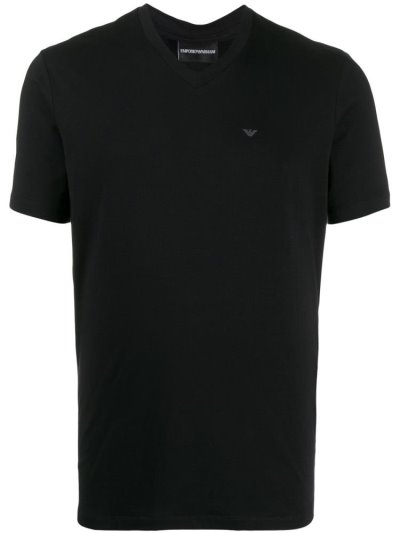 Blue Armani Emporio V Neck Men's T Shirts | UAE85698
