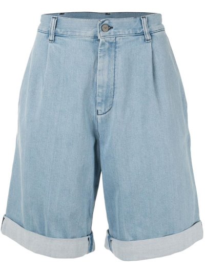 Blue Armani Emporio Wide Leg Denim Men's Shorts | UAE28226