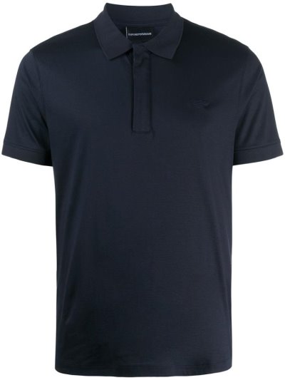 Blue Armani Emporio Zipped Men's Polo Shirts | UAE95343