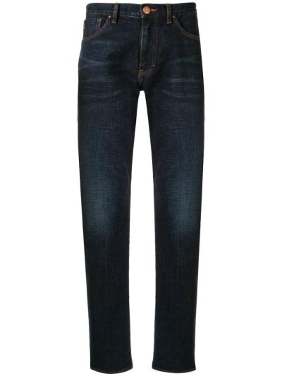 Blue Giorgio Armani 5 Pocket Men's Jeans | UAE40059