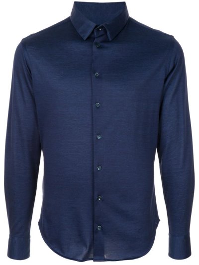 Blue Giorgio Armani Basic Plain Men's Shirts | UAE46623