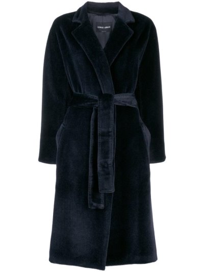 Blue Giorgio Armani Belted Women's Coats | UAE03038