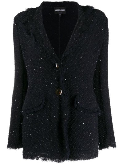 Blue Giorgio Armani Bouclé Women's Jackets | UAE31086