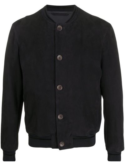 Blue Giorgio Armani Buttoned Men's Bomber Jacket | UAE06271