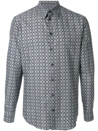 Blue Giorgio Armani Check Print Men's Shirts | UAE91382