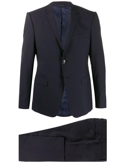Blue Giorgio Armani Checkered Single Breasted Men's Suits | UAE65601