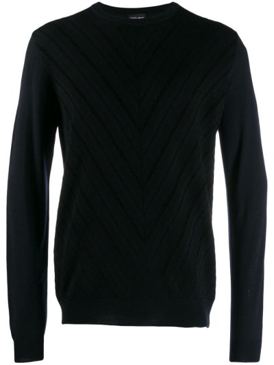 Blue Giorgio Armani Chevron Knitted Men's Jumpers | UAE68177