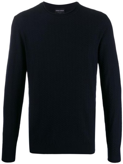 Blue Giorgio Armani Chevron Textured Men's Jumpers | UAE88703