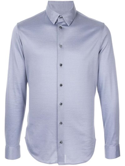 Blue Giorgio Armani Classic Plain Men's Shirts | UAE31951