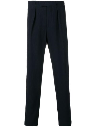 Blue Giorgio Armani Corduroy Straight Leg Men's Pants | UAE10260