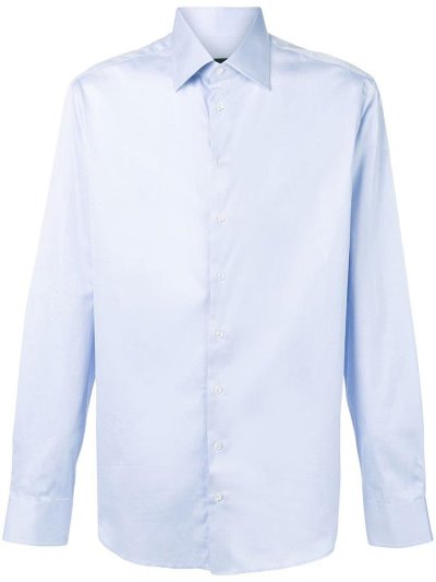 Blue Giorgio Armani Cutaway Collar Men's Shirts | UAE27936