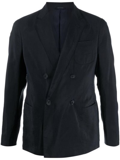 Blue Giorgio Armani Double Breasted Men's Blazers | UAE49027