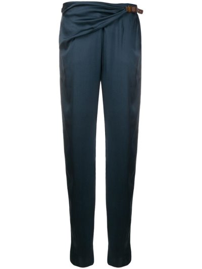 Blue Giorgio Armani Draped Waist Women's Pants | UAE94180