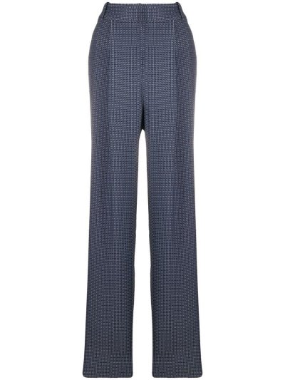 Blue Giorgio Armani Geometric Pattern High Rise Women's Pants | UAE34457