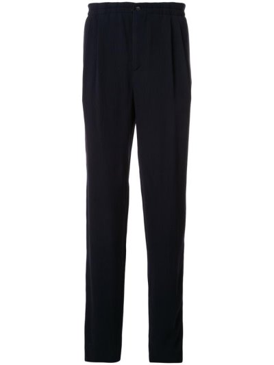 Blue Giorgio Armani High Waisted Ribbed Men's Pants | UAE43710