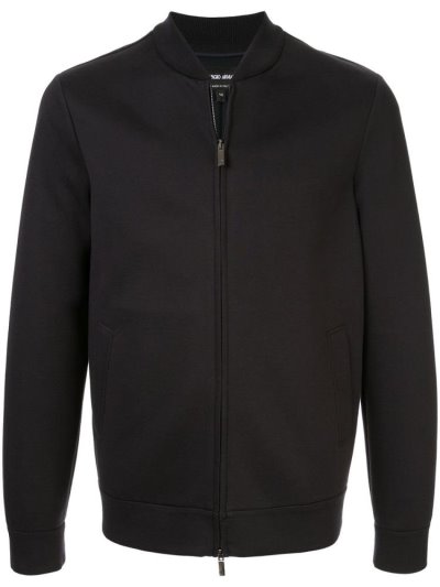 Blue Giorgio Armani Jersey Men's Bomber Jacket | UAE23957