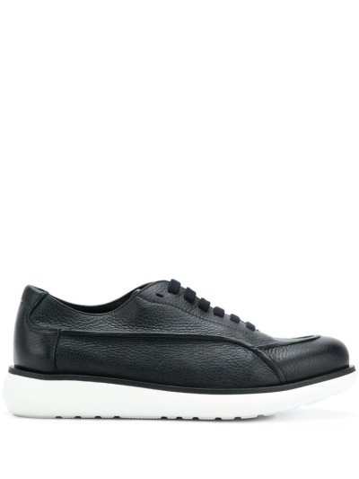 Blue Giorgio Armani Leather Lace Up Shoes Men's Shoes | UAE40593