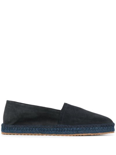 Blue Giorgio Armani Logo Embroidered Espadrille Men's Shoes | UAE17058