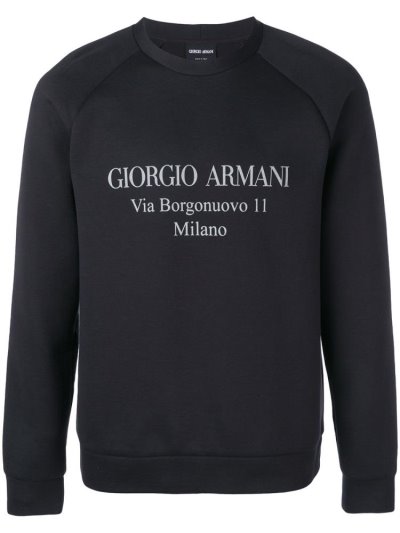 Blue Giorgio Armani Logo Men's Sweatshirts | UAE43894