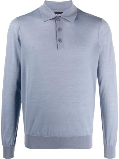 Blue Giorgio Armani Long Sleeve Men's Polo Shirts | UAE53359