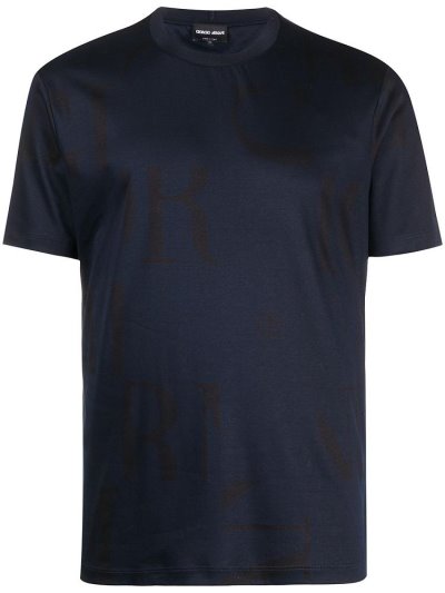 Blue Giorgio Armani Low Constrast Print Men's T Shirts | UAE51183