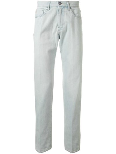 Blue Giorgio Armani Mid Rise Straight Leg Men's Jeans | UAE27690