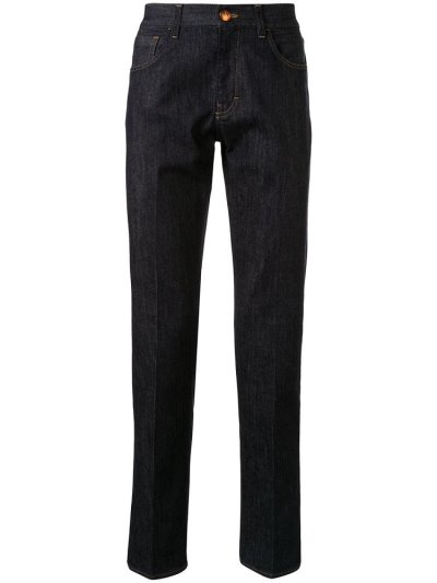 Blue Giorgio Armani Mid Rise Straight Leg Men's Jeans | UAE98118