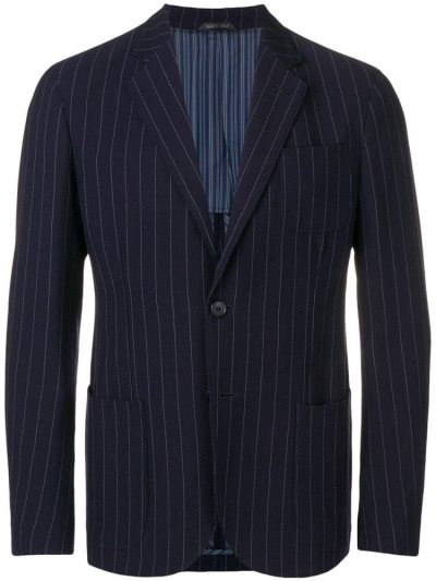 Blue Giorgio Armani Pinstripe Men's Blazers | UAE78068