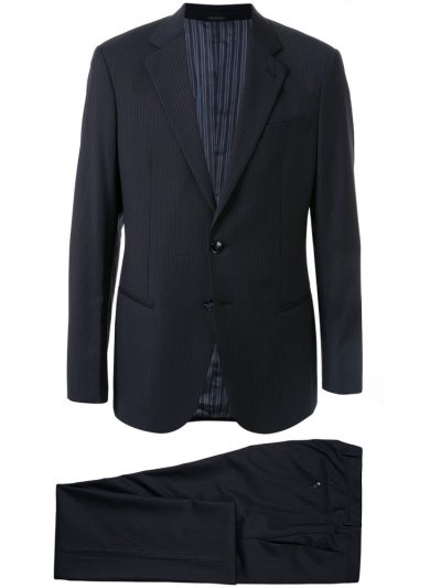 Blue Giorgio Armani Pinstripe Two Piece Men's Suits | UAE59591