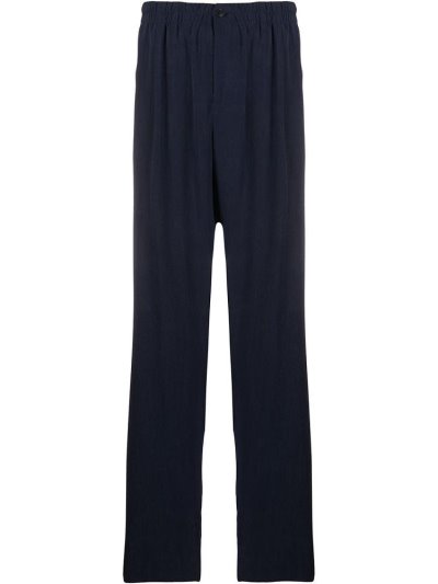Blue Giorgio Armani Pleated Straight Leg Men's Pants | UAE56183