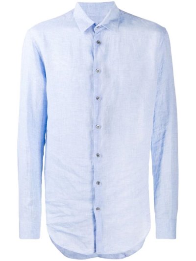 Blue Giorgio Armani Pointed Collar Men's Shirts | UAE72872