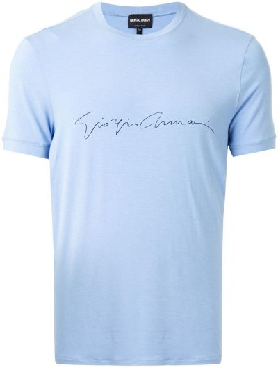 Blue Giorgio Armani Print Men's T Shirts | UAE12656