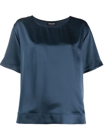 Blue Giorgio Armani Relaxed Fit Silk Women's Blouse | UAE51249