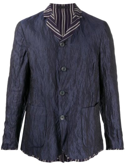 Blue Giorgio Armani Reversible Striped Men's Blazers | UAE08047