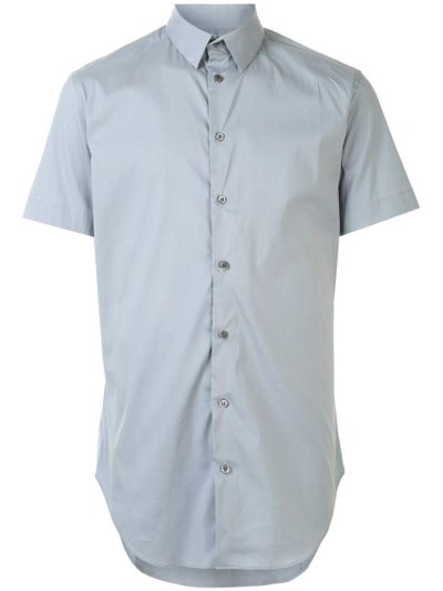 Blue Giorgio Armani Short Sleeve Men's Shirts | UAE21171