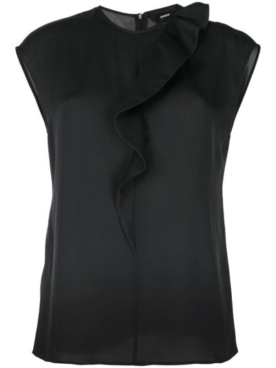 Blue Giorgio Armani Silk Sleeveless Women's Blouse | UAE03778