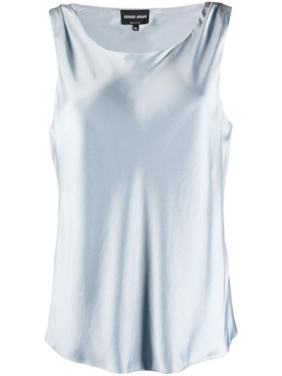 Blue Giorgio Armani Silk Women's Tank Tops | UAE44202