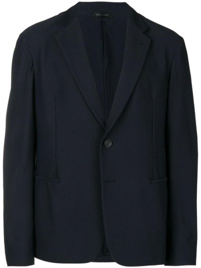 Blue Giorgio Armani Single Breasted Mesh Men's Blazers | UAE07962