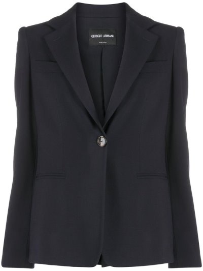 Blue Giorgio Armani Single Breasted Boyfriend Women's Blazers | UAE81622