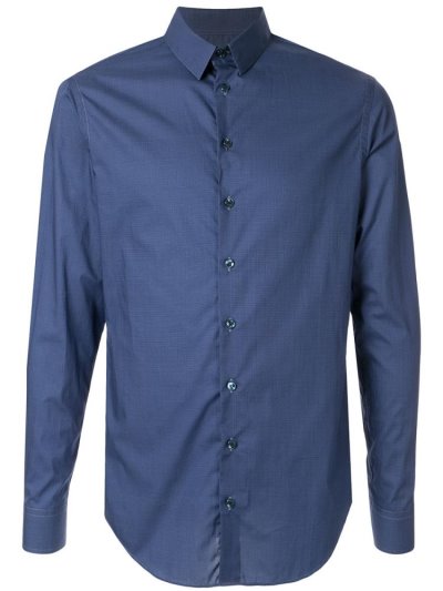 Blue Giorgio Armani Slim Fit Classic Men's Shirts | UAE68329