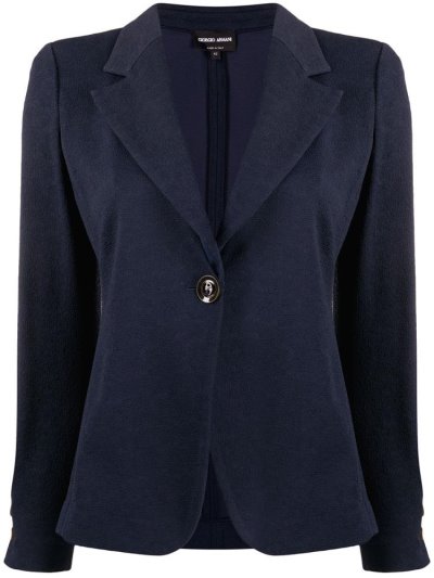 Blue Giorgio Armani Slim Fit Pebbled Women's Blazers | UAE70388