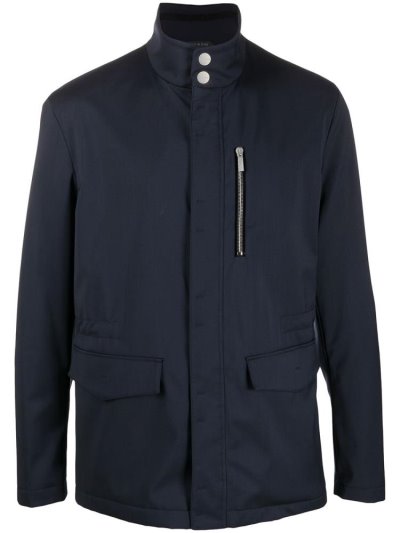 Blue Giorgio Armani Stand Collar Field Men's Jackets | UAE76616