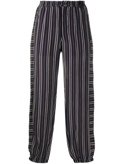 Blue Giorgio Armani Striped Track Men's Pants | UAE44107